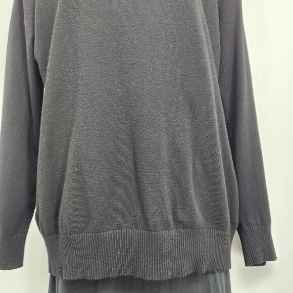 Joseph A Turtleneck Sweater Large Black Pullover Long Sleeve Rayon/Nylon Knit - Picture 3 of 10